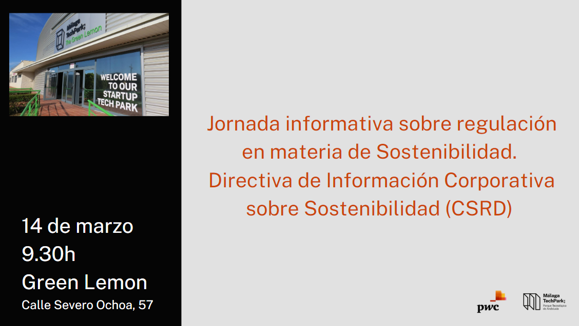 Conference on sustainability regulation organized by Málaga TechPark and PwC